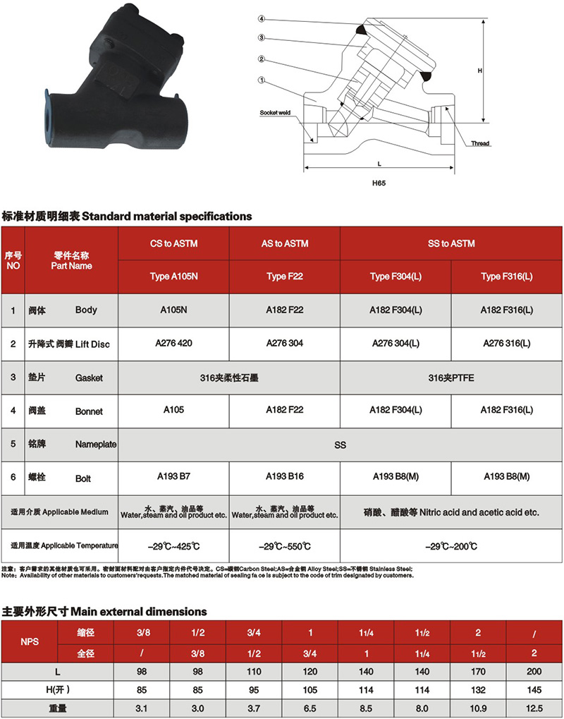 锻钢Y型止回阀